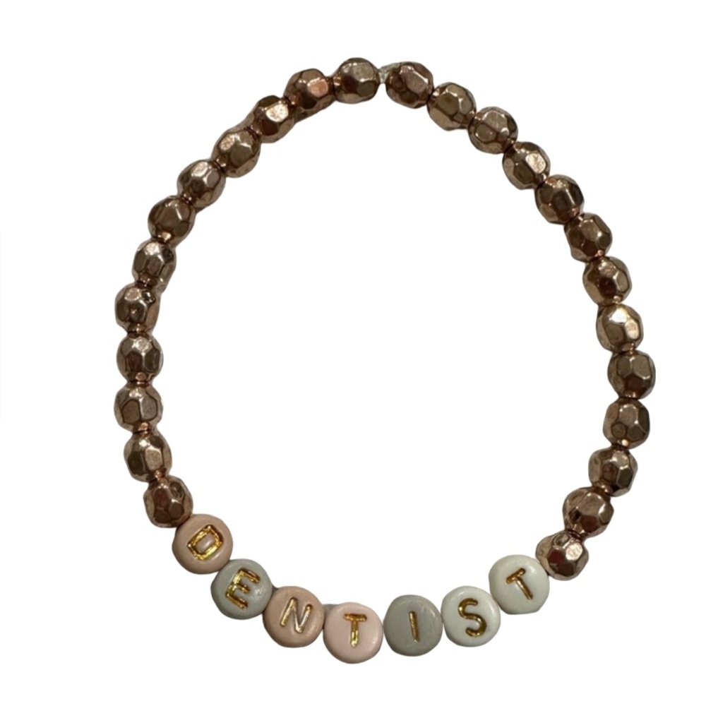 Rose Gold Dentist Bracelet Beads with Pastel Letter Accents